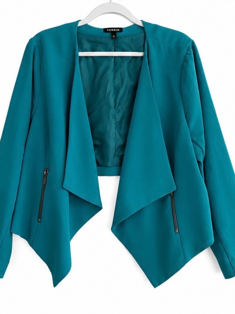 Torrid Teal Draped Waterfall Blazer Jacket